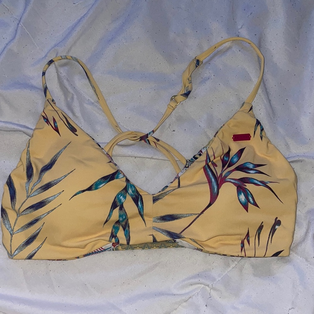 Tropical yellow bikini top